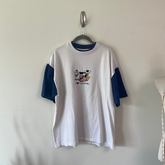 Vintage Other - VINTAGE 90s single stich embroidered graphic 2 color  tee shirt size Xl